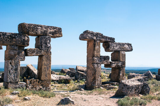 Blaundus ruins in Ulubey district of Uşak. Ruins of the Roman Empire. A city built in the Hellenistic period.