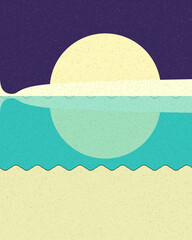 Geometric landscape generative art poster illustration