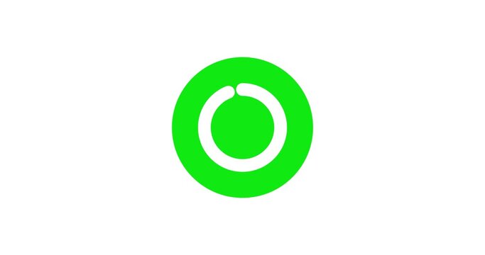 4K stock video. Waiting green Circle with Spinning, rotating and looping line. Loading icon Animation on white background. buffering a signal or data. Motion graphic design. Seamless animated footage
