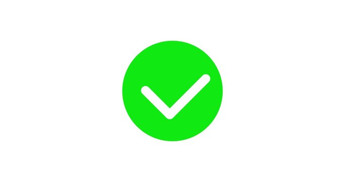 4K stock video. Loading green Circle with waiting looping line. Success Check Mark Animation on white background. Motion graphic design, tick icon. approval, Success concept. Seamless animated footage