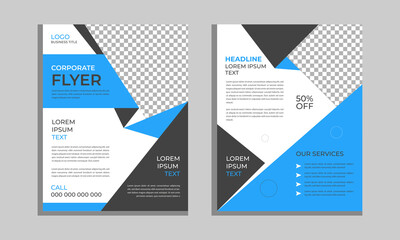  Flyer Design, Brochure template layout, cover design annual report, magazine, flyer or booklet in A4 with blue geometric shapes on polygonal background