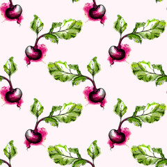 burgundy beets on pink background pattern 