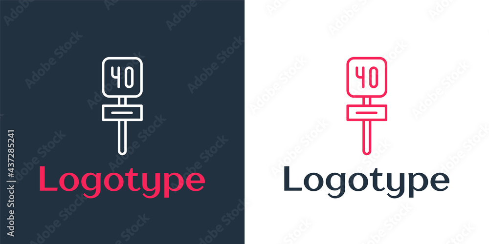 Poster logotype line road traffic sign. signpost icon isolated on white background. pointer symbol. isolate