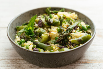Spring Risotto with Asparagus, Peas, Lemon and Mint