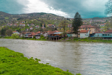 Fototapeta na wymiar village on the river