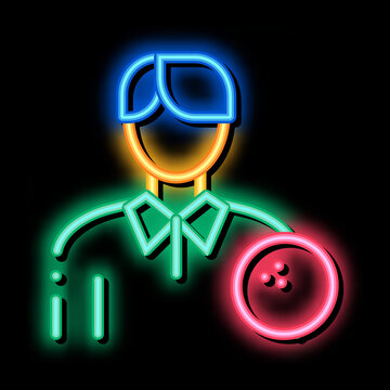 Man Bowling Gamer neon light sign vector. Glowing bright icon Man Bowling Gamer isometric sign. transparent symbol illustration
