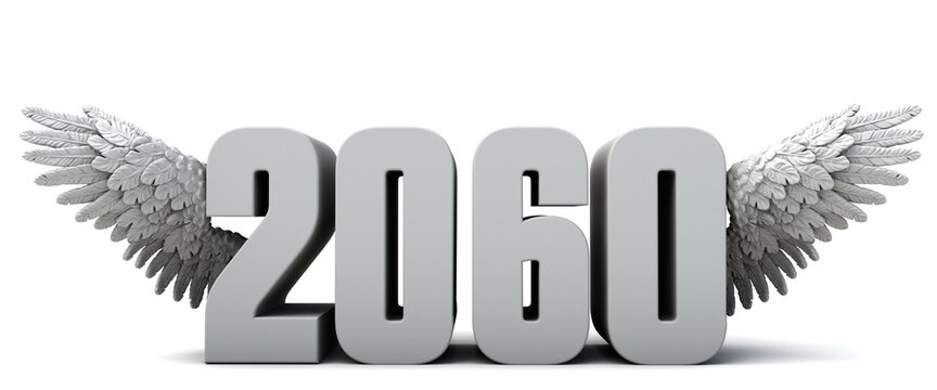 3D illustration of the number 2060 with wings