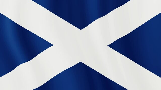 Scotland flag Motion Loop video waving in wind. Realistic Scottish Flag background. Scotland Flag Looping Closeup. Scotland EU European country flags footage video