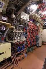 Interior of old Russian Soviet submarine.