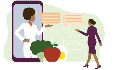 Patient and nutritionist on online consultation