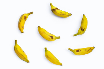 Banana on white background. Top view