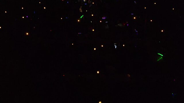 People dacing at Night Club Party Aerial view in the summer
drone view over open Dance club in Red sea Eilat Israel
