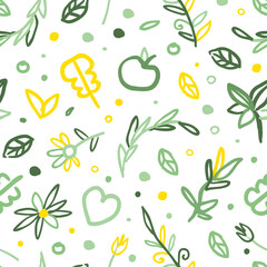 Natural Seamless Pattern Design, Eco Friendly Background, Wallpaper, Textile, Packaging Vector Illustration