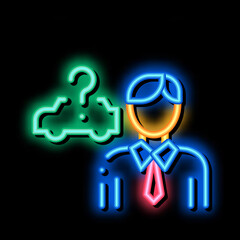 Buyer Chooses Car neon light sign vector. Glowing bright icon Buyer Chooses Car isometric sign. transparent symbol illustration