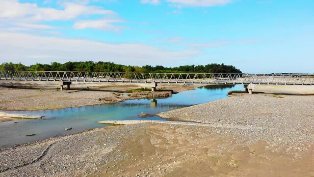 Bridge over drying river during summer in the Philippines