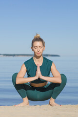 young beauty woman do exercises