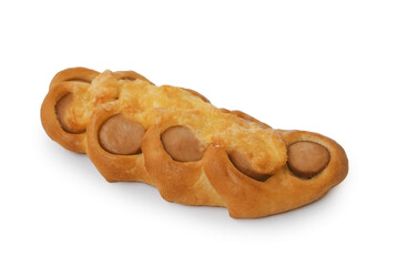 Sausage and cheese pie isolated on white background