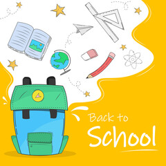 Back to School Concept of education. Back to School background with hand drawn vector illustration