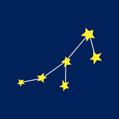 Constellation. Yellow stars. Vector illustration. Icon on a blue background