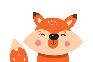 Cute cartoon foxes on a white isolated background. Vector illustration