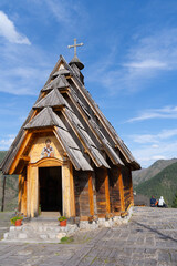 wooden church in the mountains