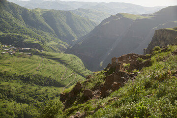 Traditional rural agriculture is the mountain terraces of Dagestan. Ethnic culture, manual labor