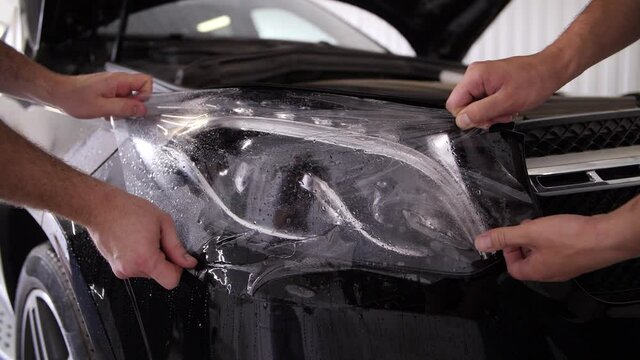 footage of polyurethane film for car