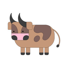 Simple bull. Color vector illustration on white background.