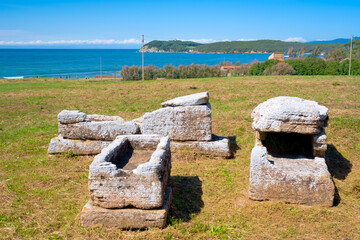 Etruscan city of Populonia known for necropoleis, old ruins, castle and sea. Populonia was an...