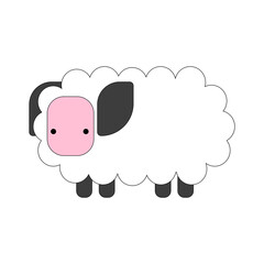 Simple sheep. Color vector illustration on white background.