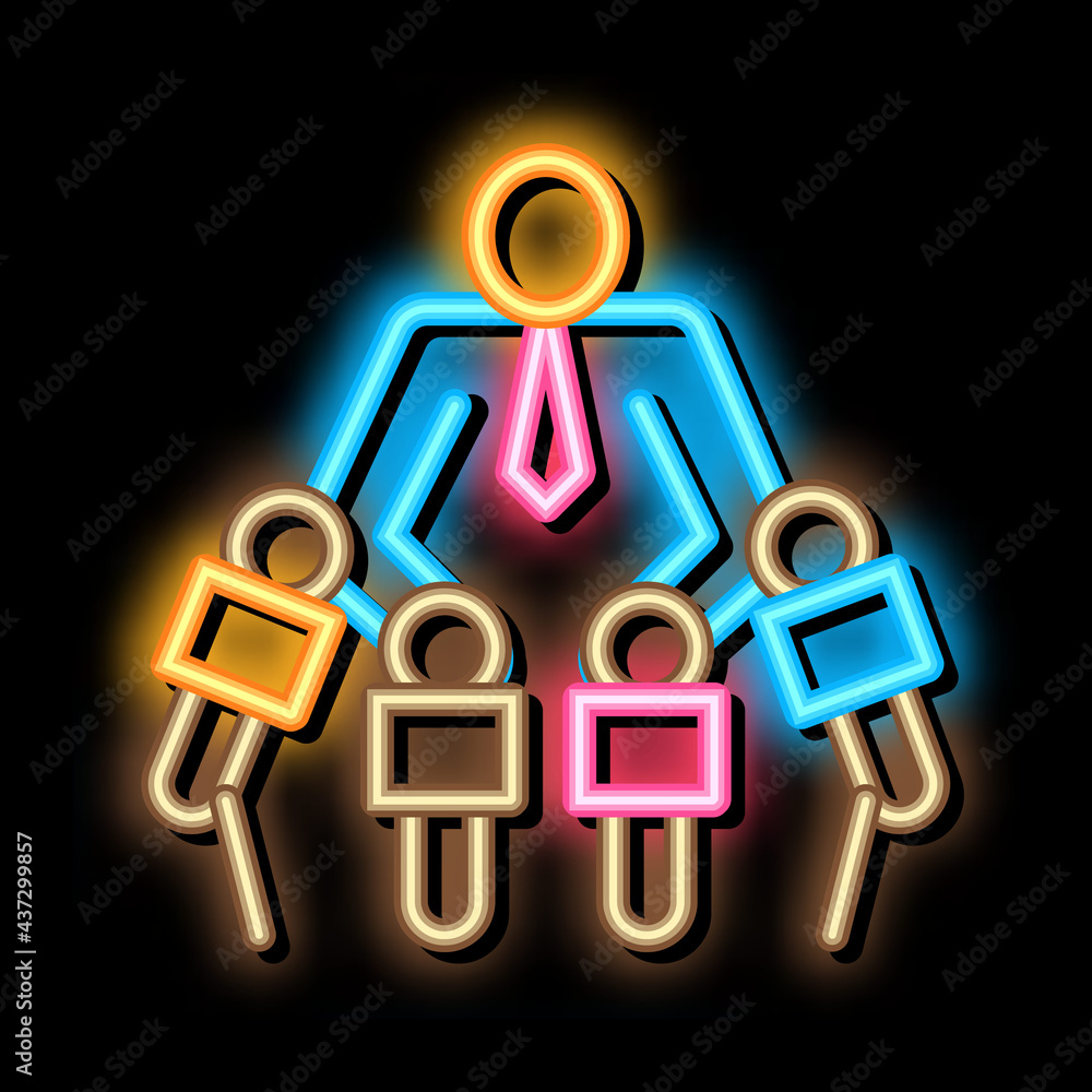 Aufkleber man interview neon light sign vector. glowing bright icon man interview isometric sign. transparent 