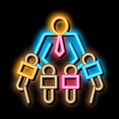 Man Interview neon light sign vector. Glowing bright icon Man Interview isometric sign. transparent symbol illustration