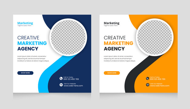 Digital marketing social media post template, corporate web banner, business social media post design