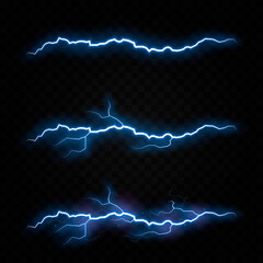 Fototapeta Vector lightning, lightning png, thunderstorm, lighting. Natural phenomenon, light effect. PNG. obraz