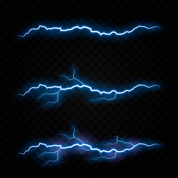 Vector lightning, lightning png, thunderstorm, lighting. Natural phenomenon, light effect. PNG.