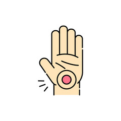 Carpal tunnel syndrome CTS olor line icon. Computer-induced medical problem. Pictogram for web page, mobile app, promo.