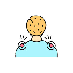 Pain in the neck and shoulders olor line icon. Computer-induced medical problem. Pictogram for web page, mobile app, promo.