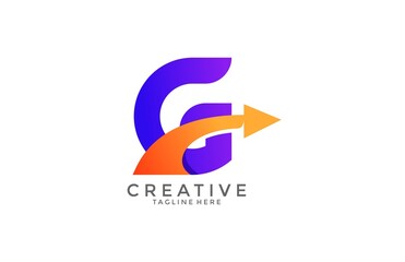 Typography Letter G Gradient Color Link Swoosh Vector Logo