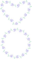 Decorative floral borders from watercolor delicate purple flowers