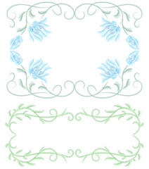 Decorative frames from watercolor fantasy flowers and twigs