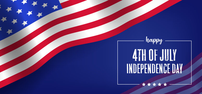 On July 4, the United States celebrates U.S. Independence Day. Banner for holiday design websites, postcards, flyers.