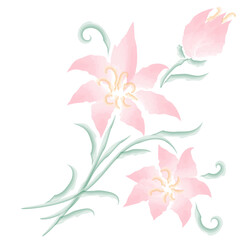 Fototapeta na wymiar Vector watercolor drawing of bunch fantasy pink flowers