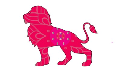 Lion coloring book vector illustration. Anti-stress coloring for adult.