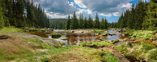 The bend of the Izera rivers in the Izera Mountains, Orle, Sudetes, Poland