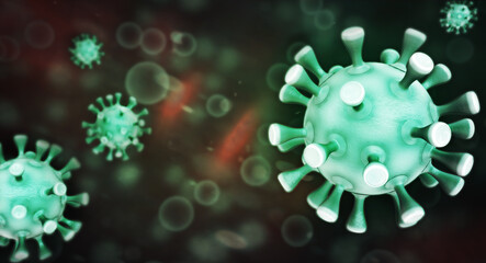 Corona virus agent concept. A visualization of an infection. 3D rendering