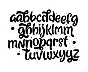 Fototapeta premium Vector hand drawn alphabet. Brush painted letters. Handwritten script alphabet. Hand lettering and custom typography for your designs: logo, for posters, invitations, cards, etc. Vector type.