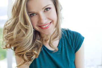 Naklejka premium Beauty woman face close up healthy skin care female woman beautiful face. High quality photo