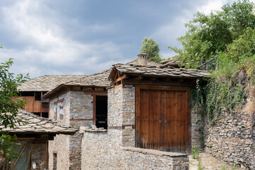 Fototapeta na wymiar Village of Kovachevitsa with nineteenth century houses, Bulgaria