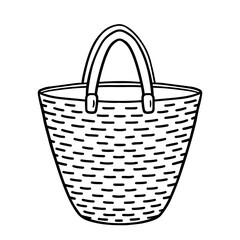 Obraz premium Straw beach bag isolated on white background. Vector hand-drawn illustration in doodle style. Perfect for your project, card, logo, decorations.