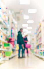 abstract defocused shoppers at supermarket